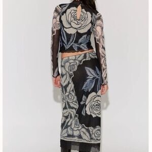 Free People The Shadow Printed Midi Skirt Set in Navy Combo